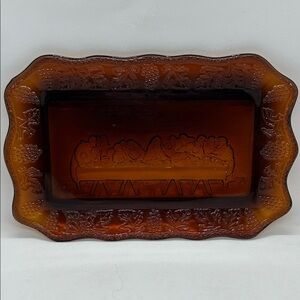 Indiana Glass Amberina Tiara Last Supper Tray serving Plate. 11 x 7 inches.